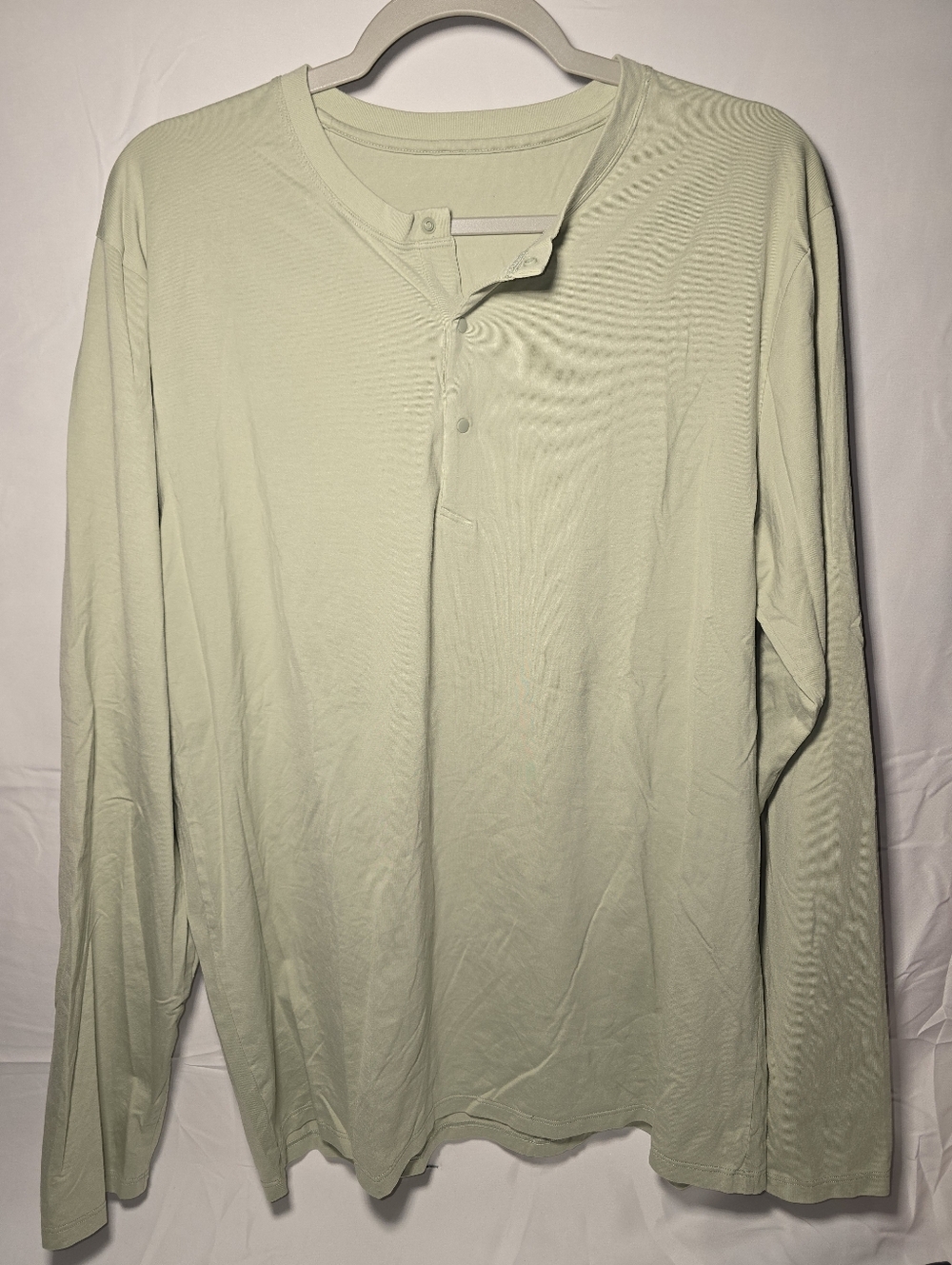 Lululemon Fundamental Long Sleeve Henley Shirt Men's Large Green Fern EUC B4